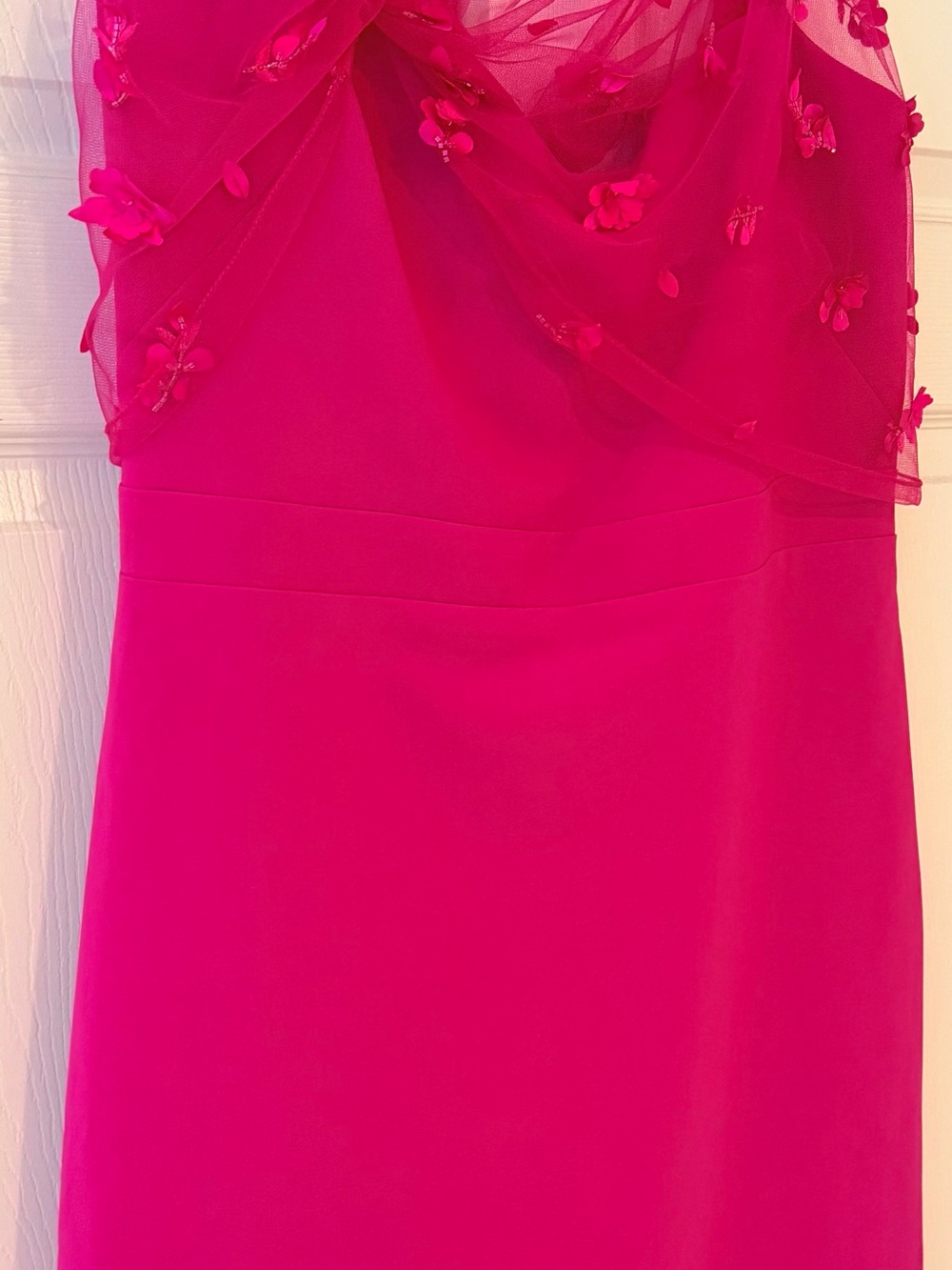 THEIA Gia Beaded Shawl Dress Zinnia Pink Size 16 NWT Retail $645